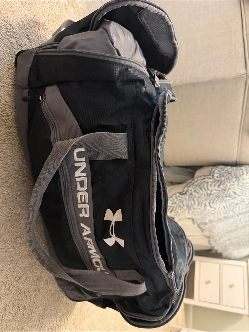 Under Armour Black and Gray Men's Duffel Gym Bag